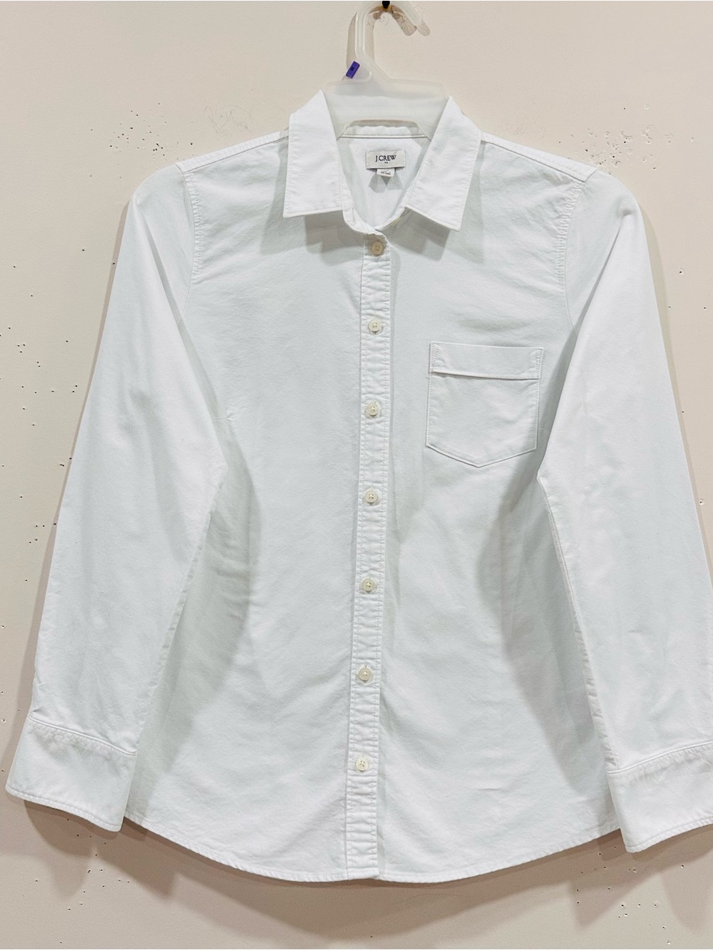 J. Crew Factory White Cotton Poplin Button Up Shirt Long Sleeve Women's Size M